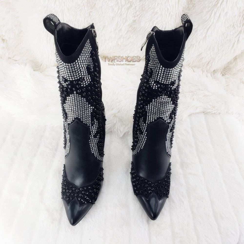 Stunning Rhinestone Stud Sexy Fringe Ankle Boots Size 10 LAST ONE - Picture 8 of 13